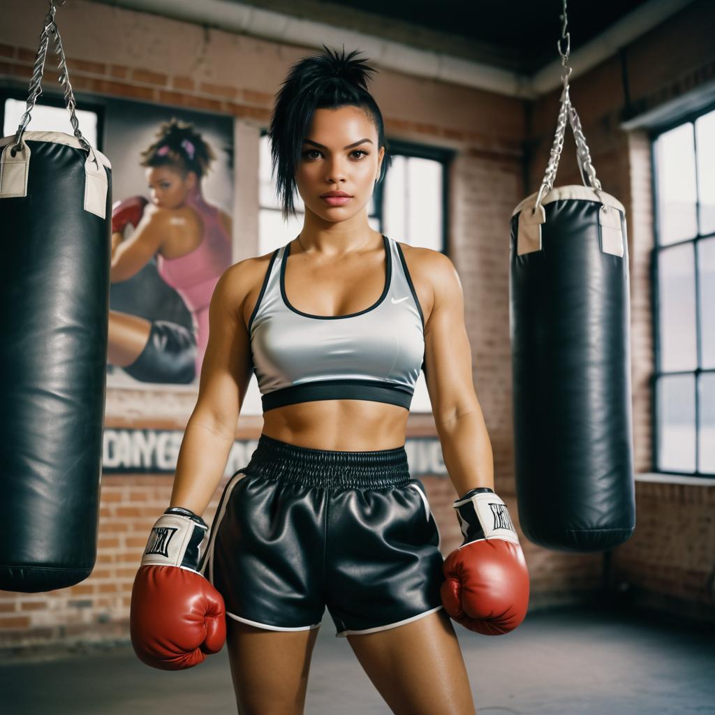 Empowered Woman in Boxing Gym