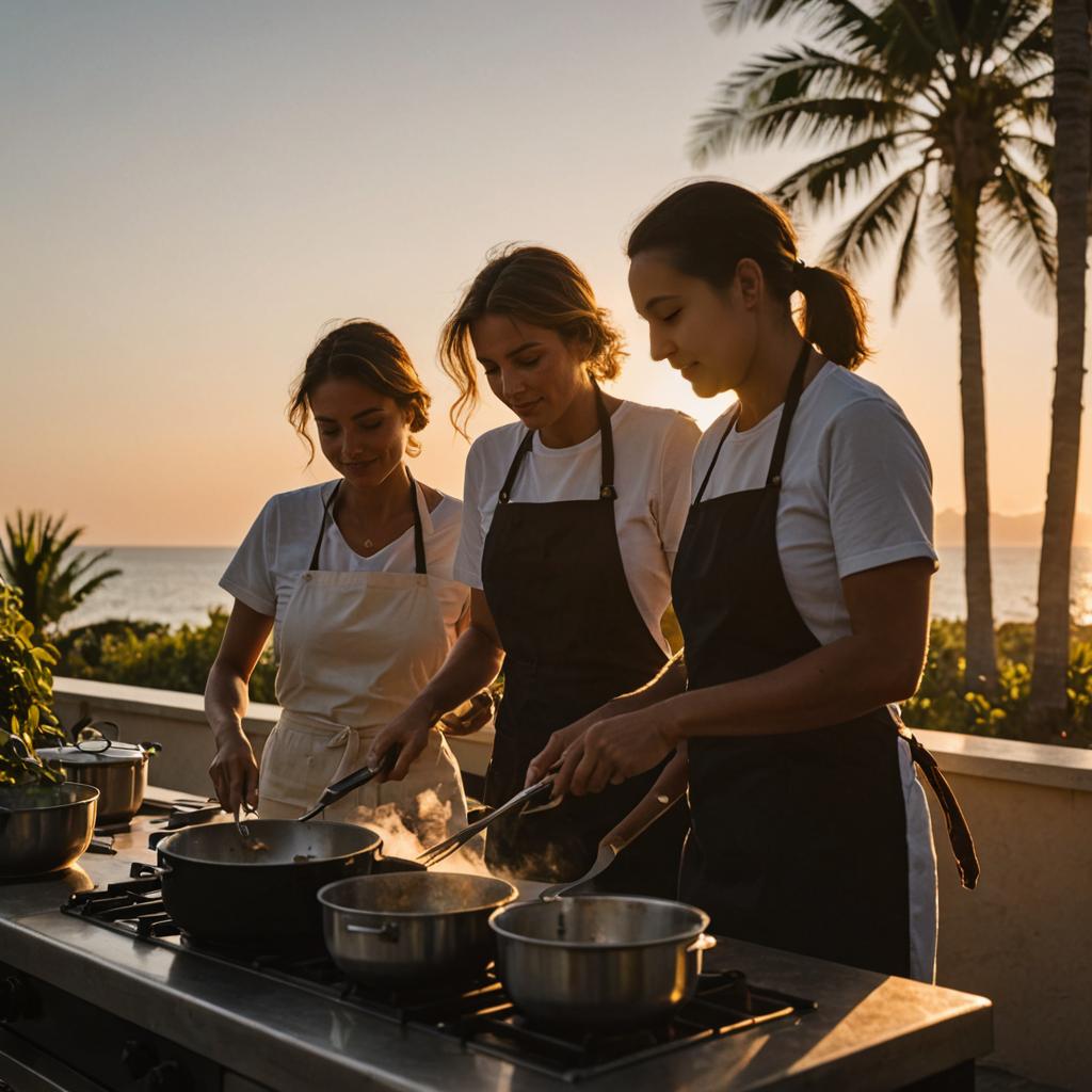 Couple Cooking Together in Aprons