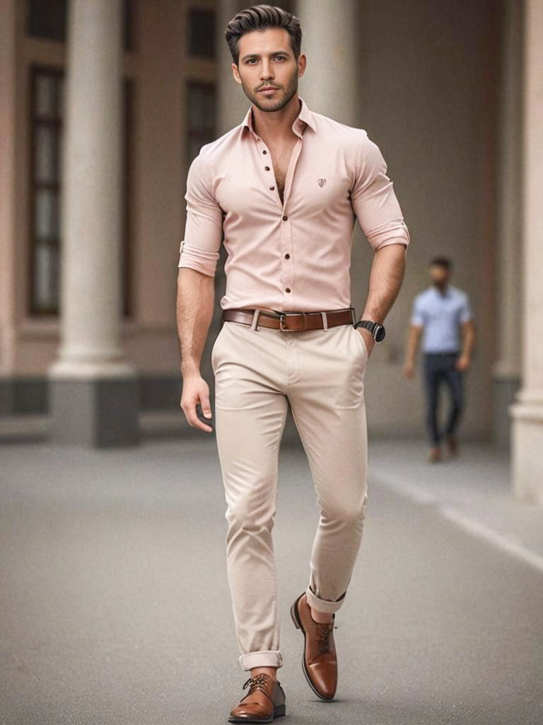 Stylish man in chic outfit walking down an alley