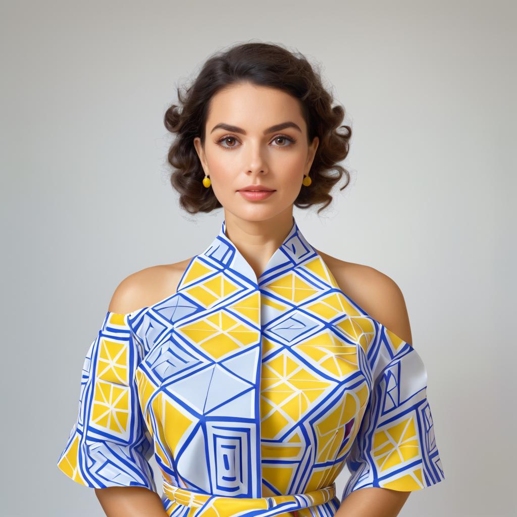 Elegant Woman in Geometric Dress