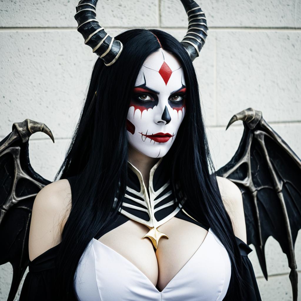 Ainz Ooal Gown Cosplay with Horns and Wings in Dark Fantasy Style