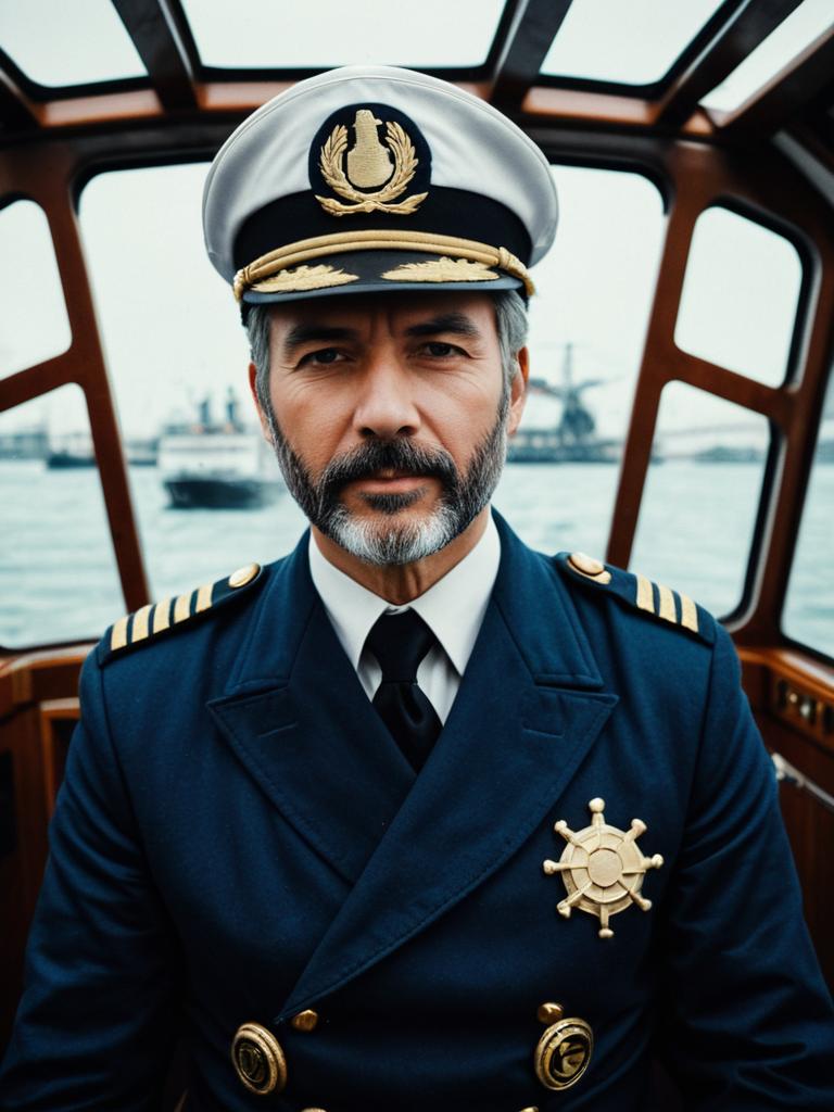 Man in Ship Captain Costume Cosplay Festival Portrait Photorealistic