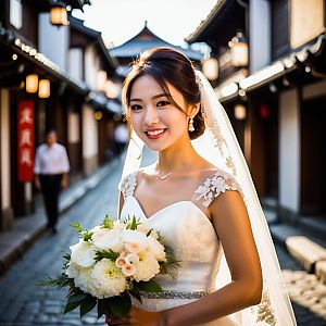Radiant Bride in Elegant White Gown