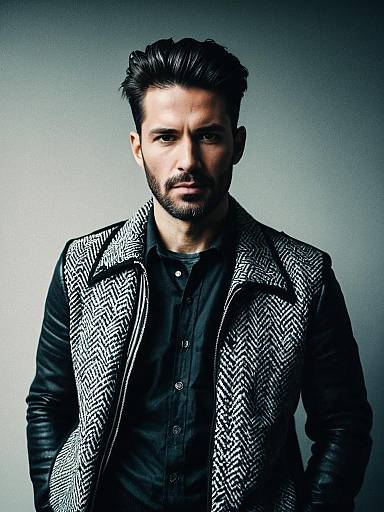 Man in Modern Fashion Outfit Waist Up Portrait Photorealistic