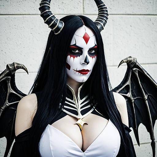 Ainz Ooal Gown Cosplay with Horns and Wings in Dark Fantasy Style
