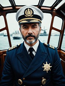 Man in Ship Captain Costume Cosplay Festival Portrait Photorealistic