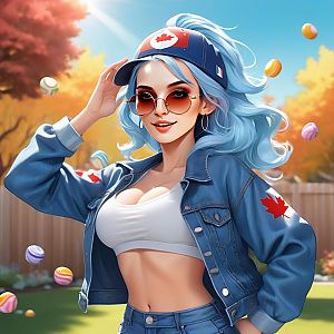 Confident Young Woman with Blue Hair in Autumn