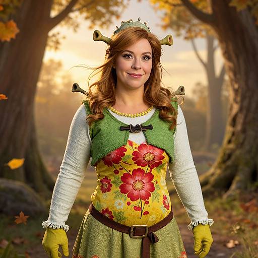 Princess Fiona Costume Portrait in Autumn Forest