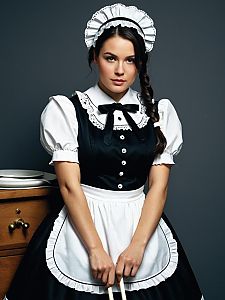 Photorealistic Portrait of Woman in Lockable Maid Costume