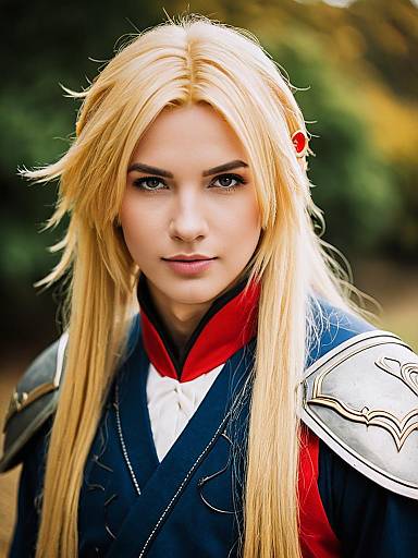 Afuro Terumi Cosplay Portrait with Blonde Hair and Detailed Armor