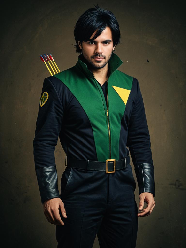Man Cosplay Wearing Dart Feld Costume Realistic Photo