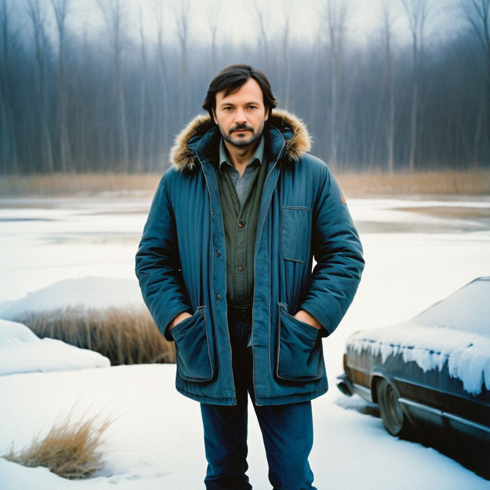 Man in Fur-Lined Parka in Snowy Landscape