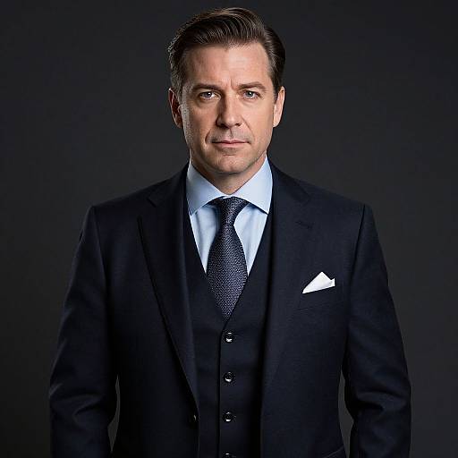 Confident Man in Classic Dark Suit and Tie Professional Portrait