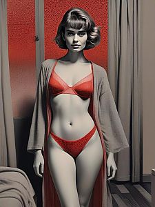 Bold Fashion Portrait in Red Lingerie