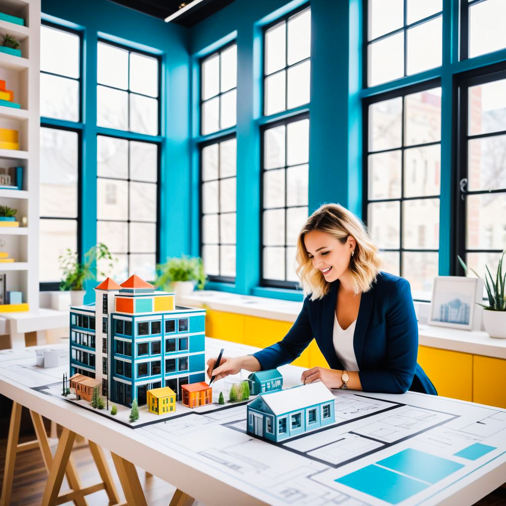 Professional Woman in Architectural Design Workspace