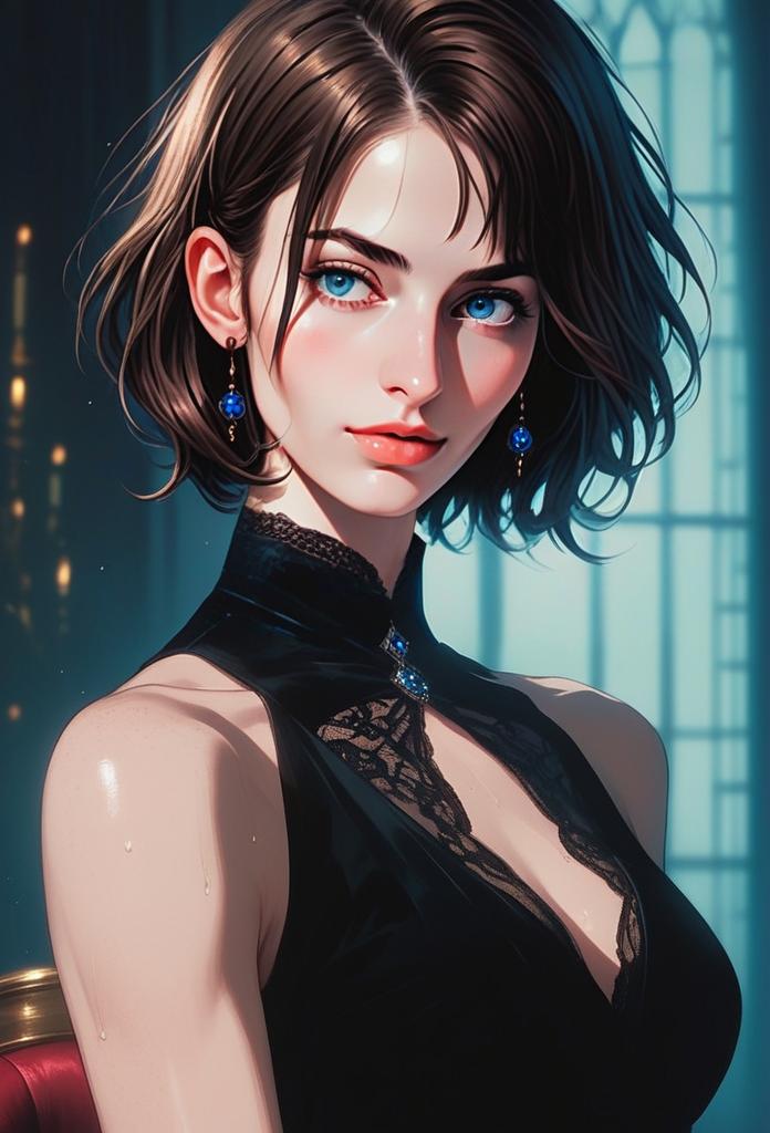 Portrait of a Woman in Black Lace Dress Portrait of a Woman in Black Lace Dress