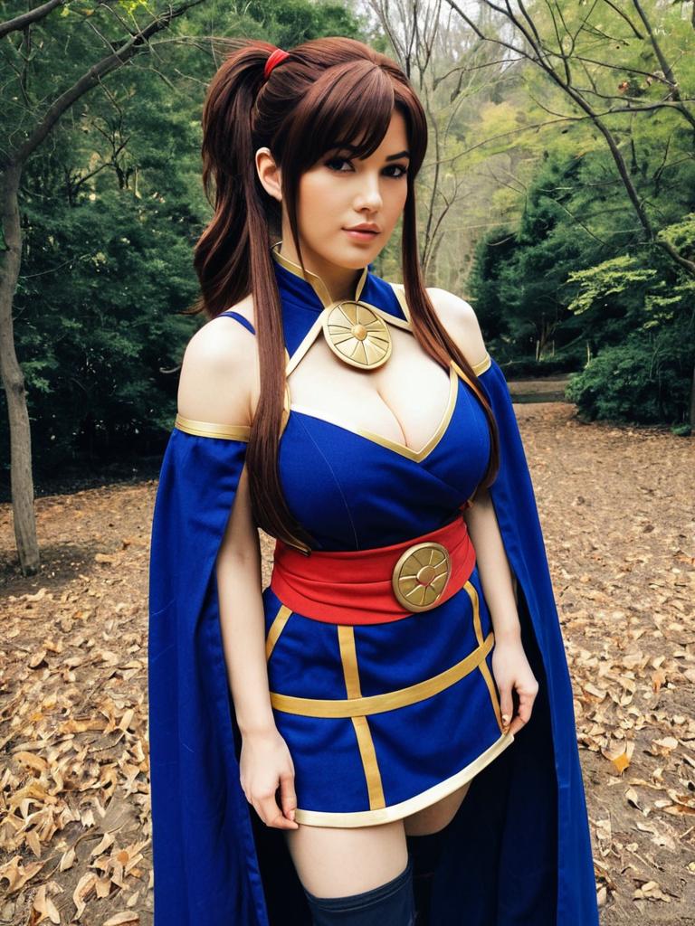 Kagero Fire Emblem Cosplay in Outdoor Forest Setting