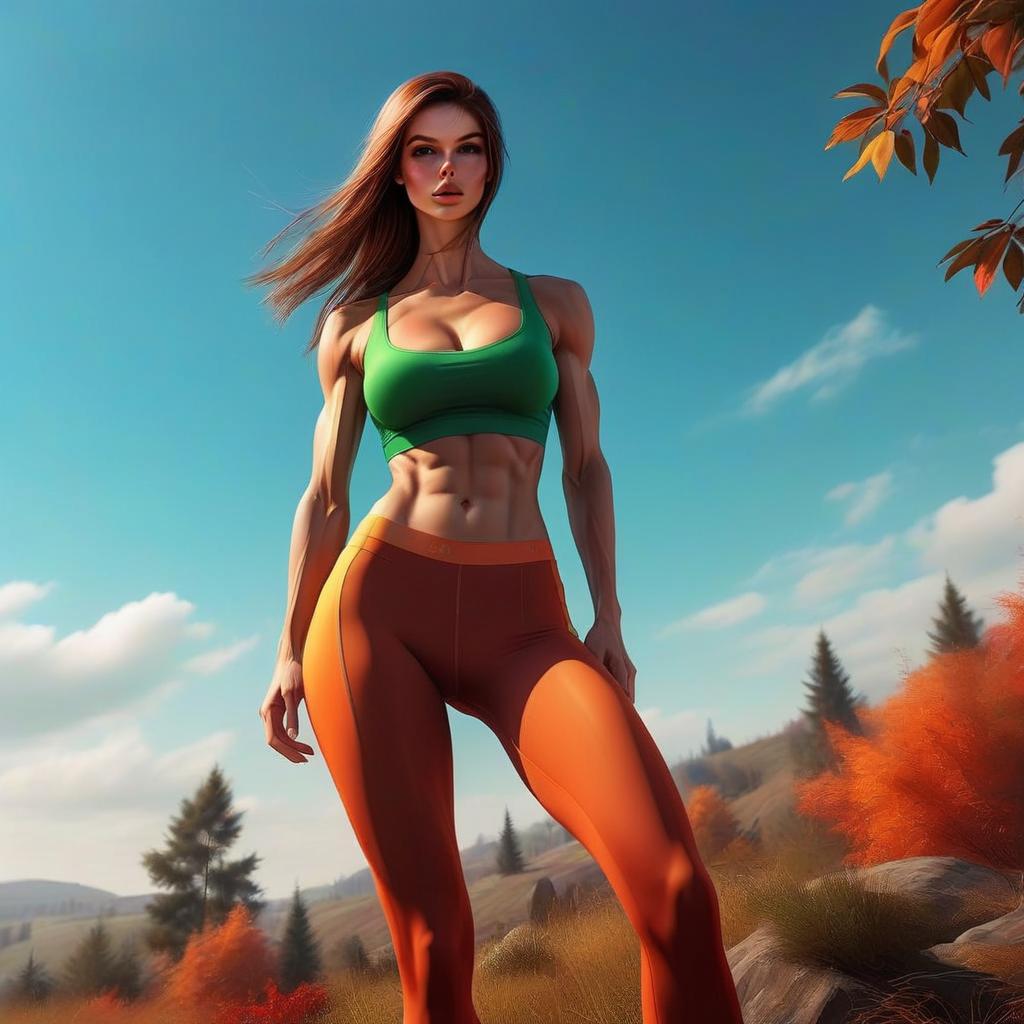 Muscular Woman Outdoors in Sportswear Muscular Woman Outdoors in Sportswear