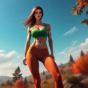 Muscular Woman Outdoors in Sportswear