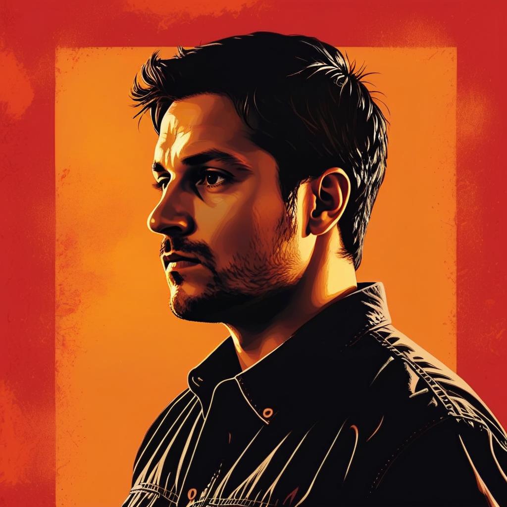 Stylized Digital Portrait of a Man in Profile