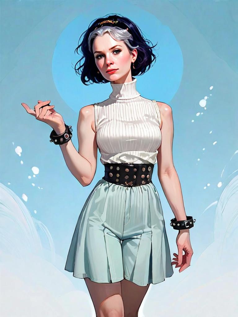 Realistic Digital Illustration of Woman in Casual Outfit Full Body Shot