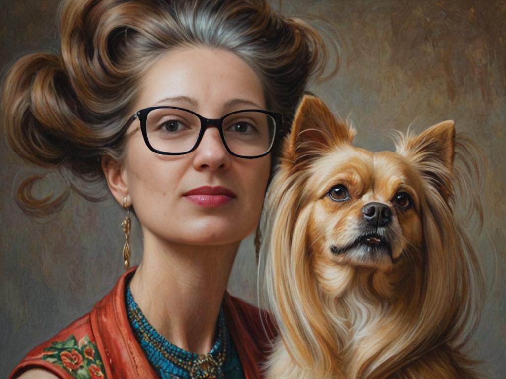 Elegant Woman with Glasses and Regal Brown Dog