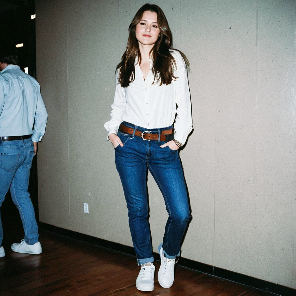 Confident Young Woman in Casual Stylish Outfit