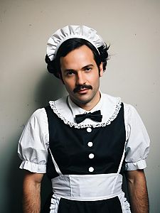 Man in French Maid Outfit Costume Cosplay Festival Portrait