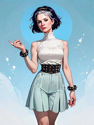 Realistic Digital Illustration of Woman in Casual Outfit Full Body Shot