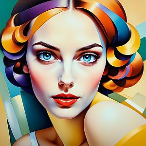 Vibrant Portrait of a Woman with Blue Eyes