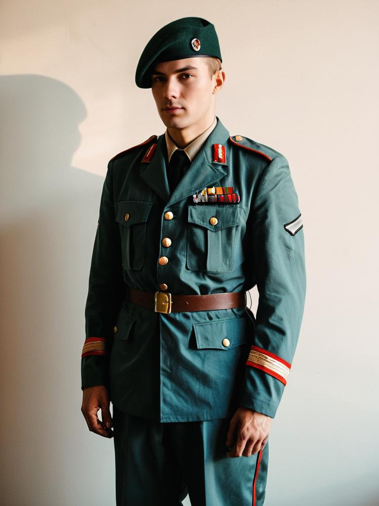 Man in Soldier Classic Cosplay Costume Realistic Photo