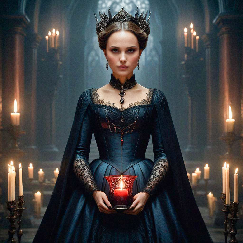 Elegant Woman in Gothic Setting with Candles
