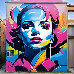 Vibrant Street Art Portrait of a Woman
