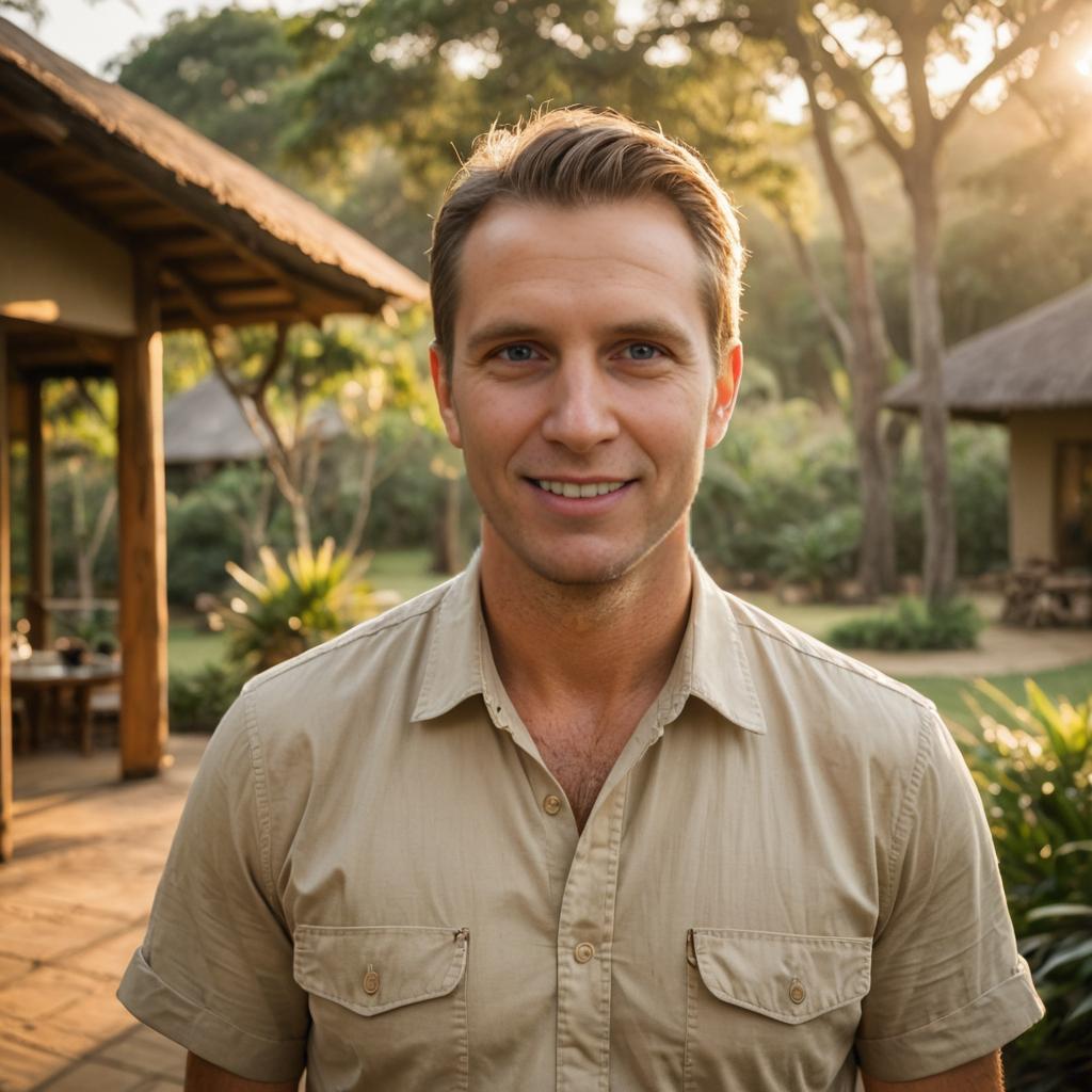 Charming Man Portrait in Rustic Setting