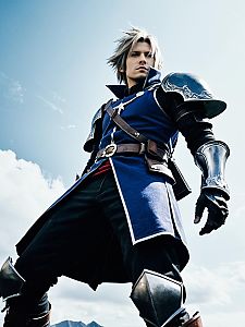Heroic Man in Final Fantasy Costume Cinematic Low Angle Shot