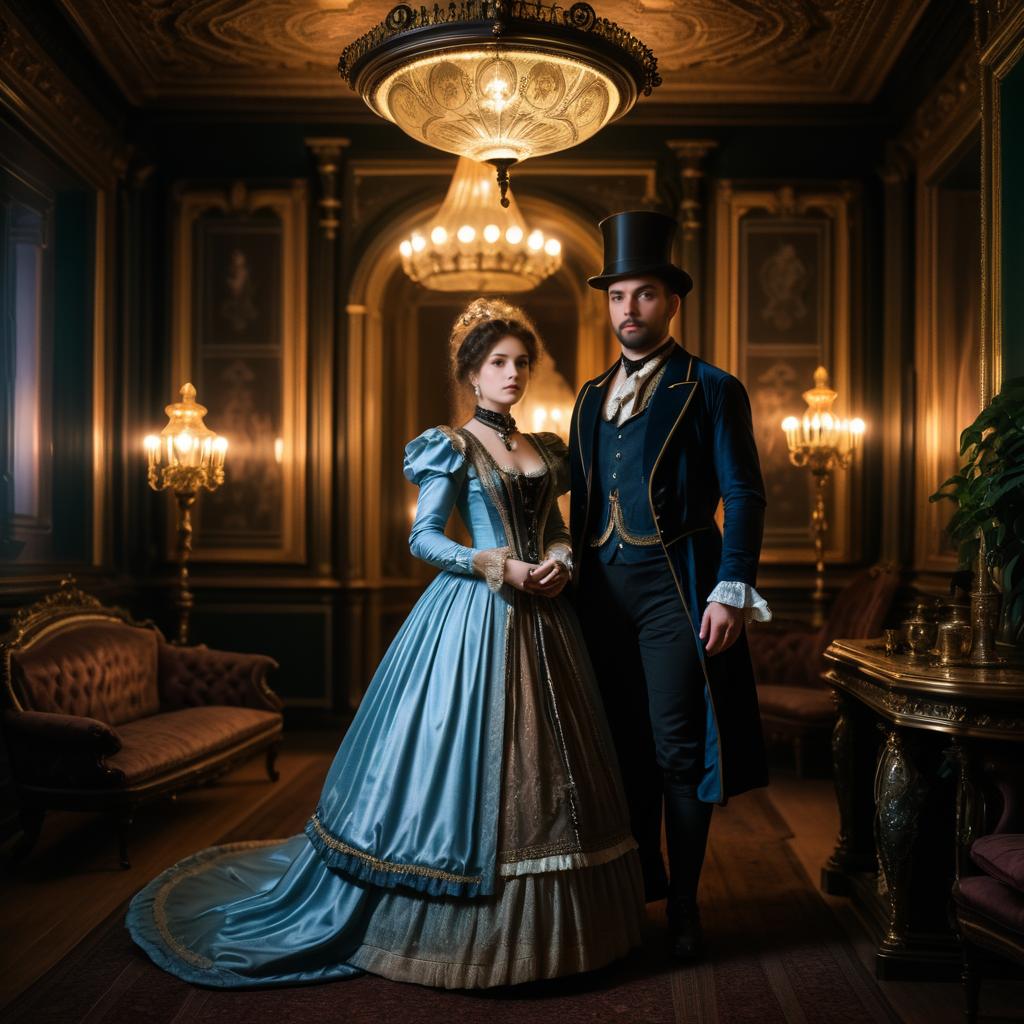 Victorian-era Couple in Elegant Attire