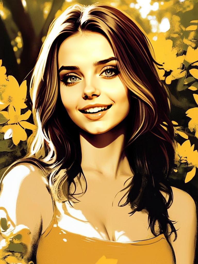 Smiling Woman Portrait in Golden Tones Smiling Woman Portrait in Golden Tones
