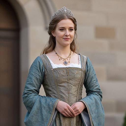 Young Woman in Renaissance Dress with Tiara and Necklace