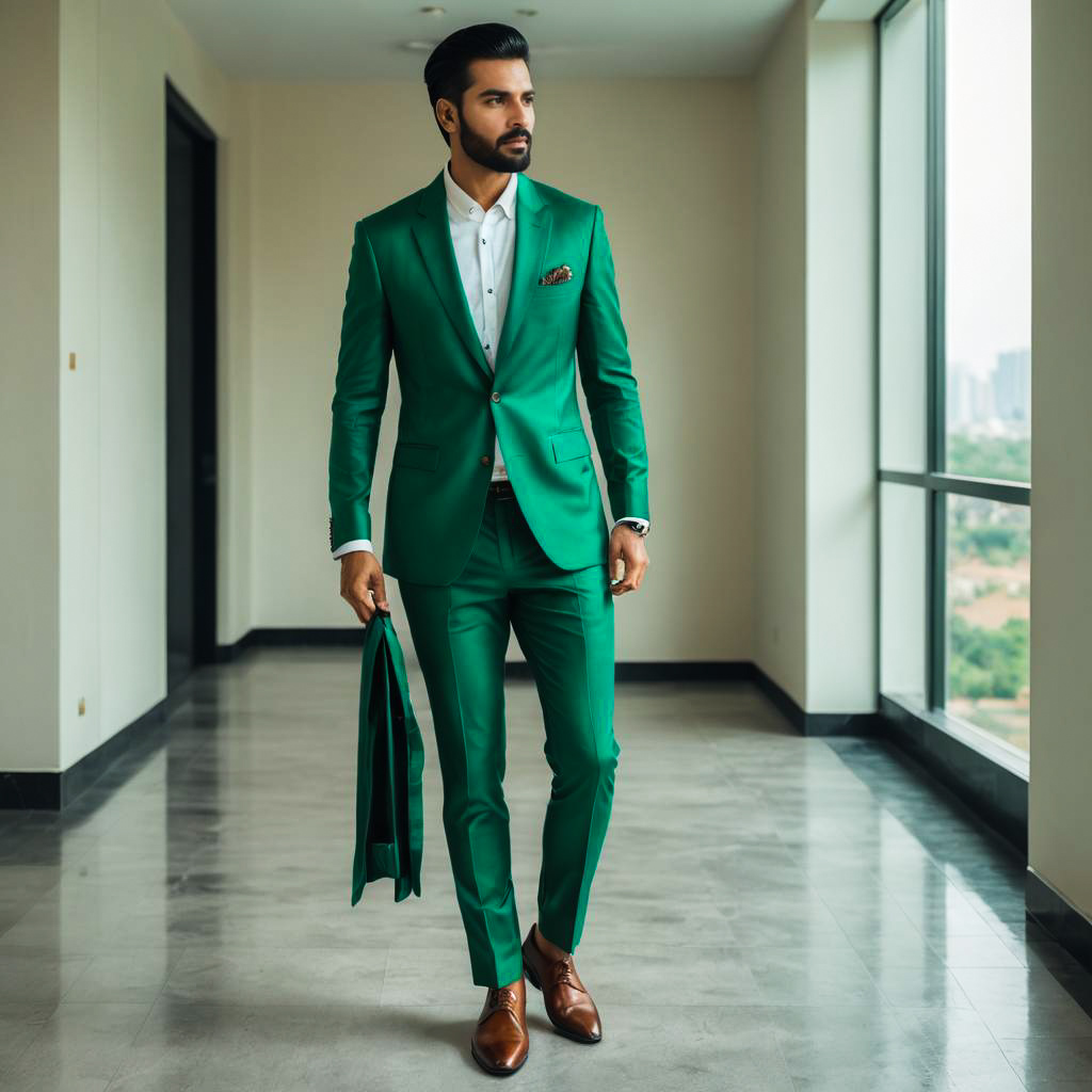 Stylish Man in Green Suit