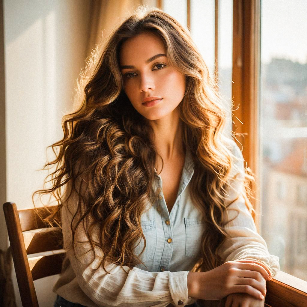 Young Woman by Sunlit Window Young Woman by Sunlit Window