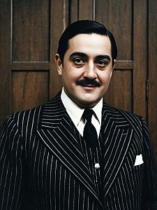Man in Gomez Addams Costume Realistic Cosplay Portrait