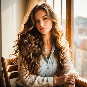 Young Woman by Sunlit Window