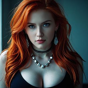 Portrait of Woman with Light Red Hairstyle and Jewelry