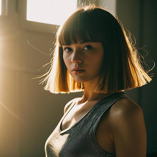 Portrait of Woman with Bob Haircut in Warm Natural Light