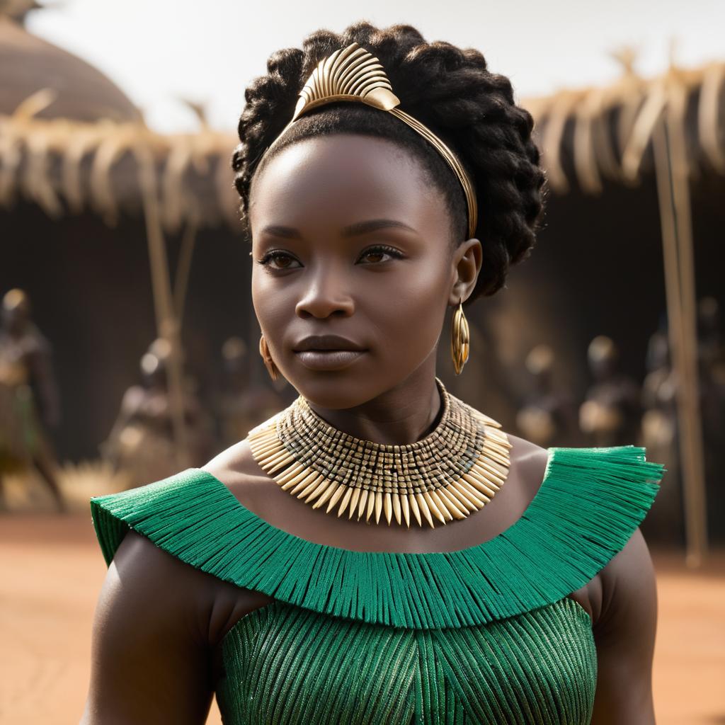 Woman in Green Attire with Golden Jewelry