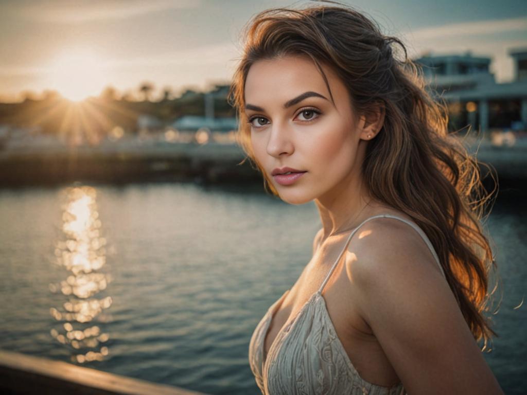 Woman by Water at Sunset