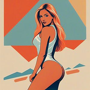 Stylized Woman Illustration in Pop Art Style