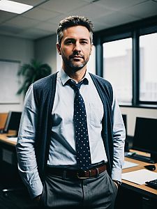 Man in Casual Office Outfit Cinematic Realism Modern Professional Portrait