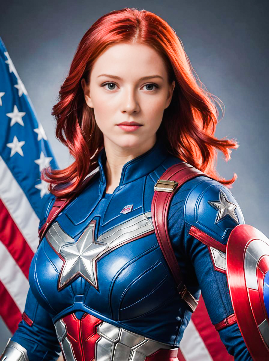 Woman in Captain America Costume with Shield