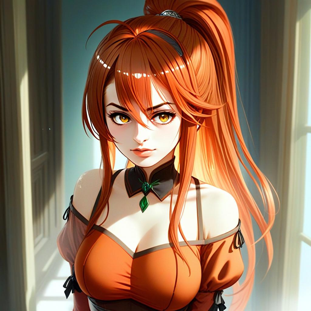 Anna Fire Emblem Female Character Digital Illustration with Orange Hair